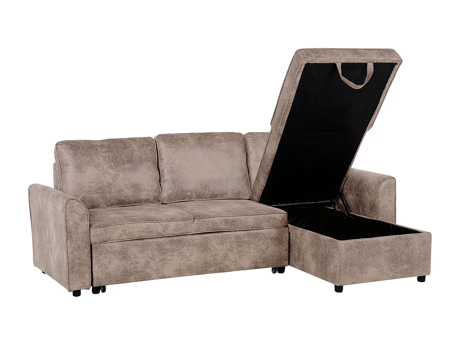 Canapé angle à Gauche - Nesna - Avec Rangement, cuir PU Marron