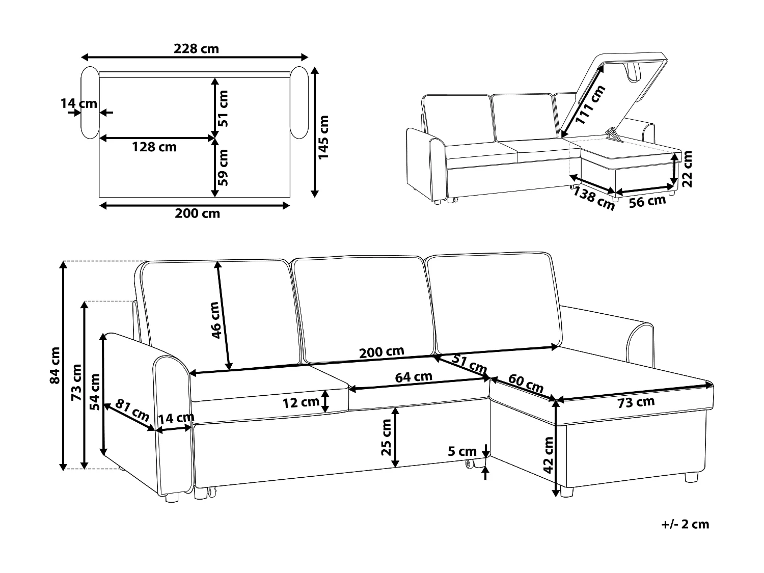 Canapé angle à Gauche - Nesna - Avec Rangement, cuir PU Marron