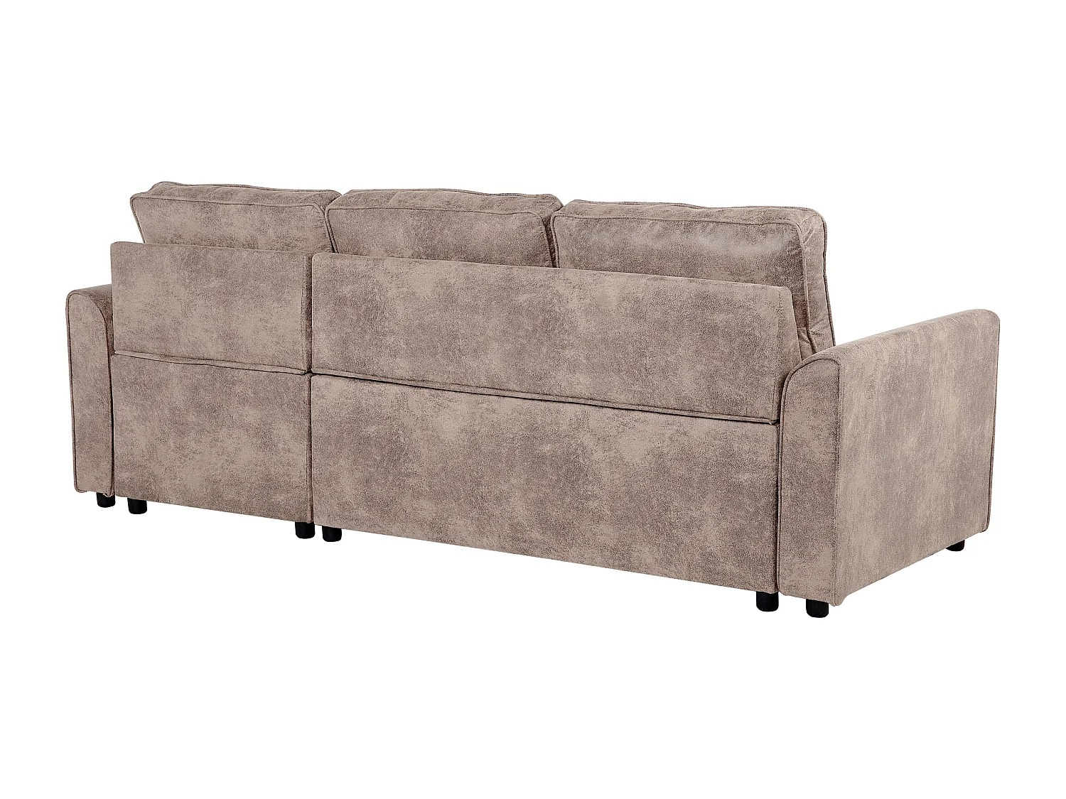 Hoekslaapbank NESNA Kunstleer Bruin met opbergruimte 3-zitter Linkerzijde