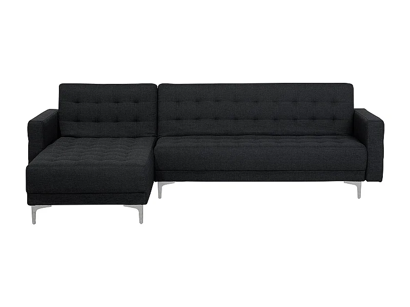 Canapé Angle à gauche Convertible en Tissu Gris Graphite Dossier Réglable Aberdeen