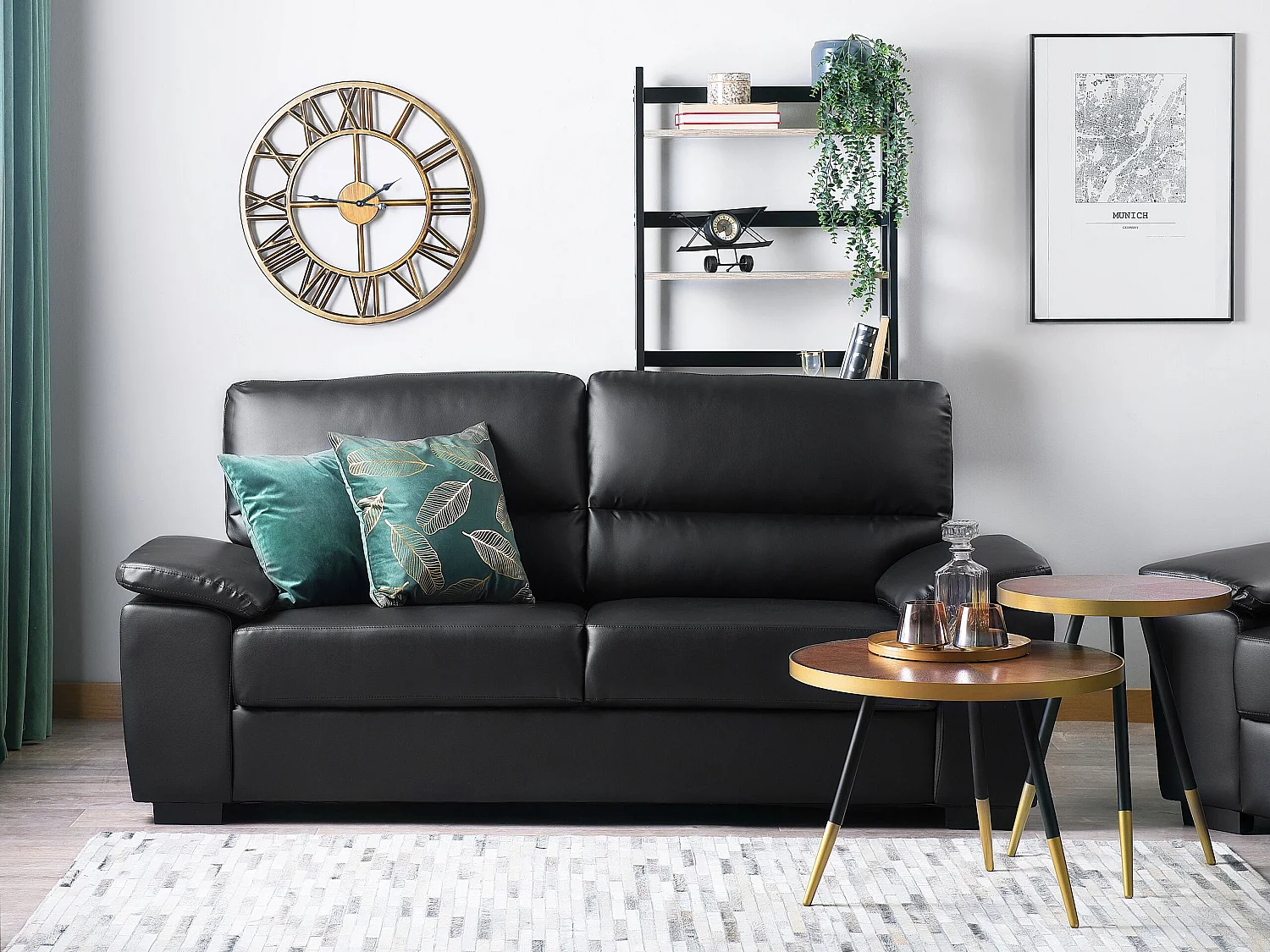 Sofa VOGAR Kunstleder Schwarz 3-Sitzer