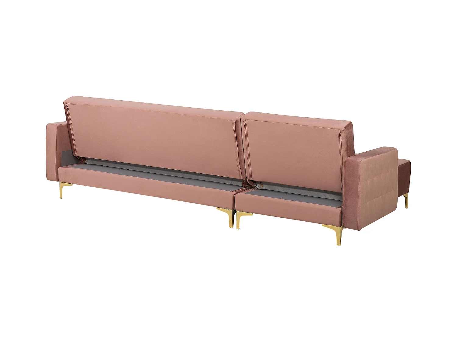 Canapé-lit d'angle modulable 4 places ABERDEEN Velours Rose avec ottoman Côté droit