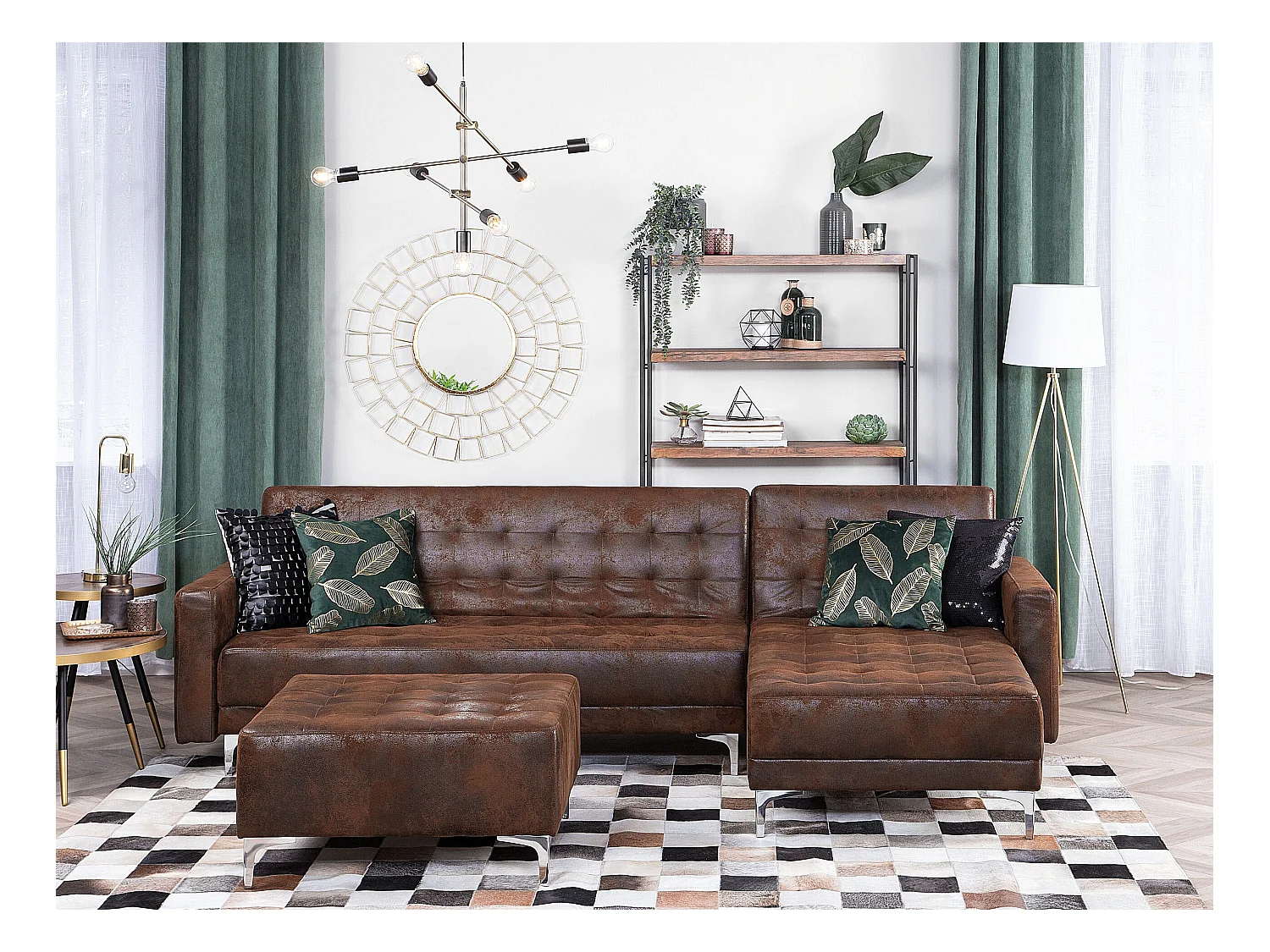 Modulaire hoekslaapbank ABERDEEN Kunstleer Bruin 4-zitter Linkerzijde