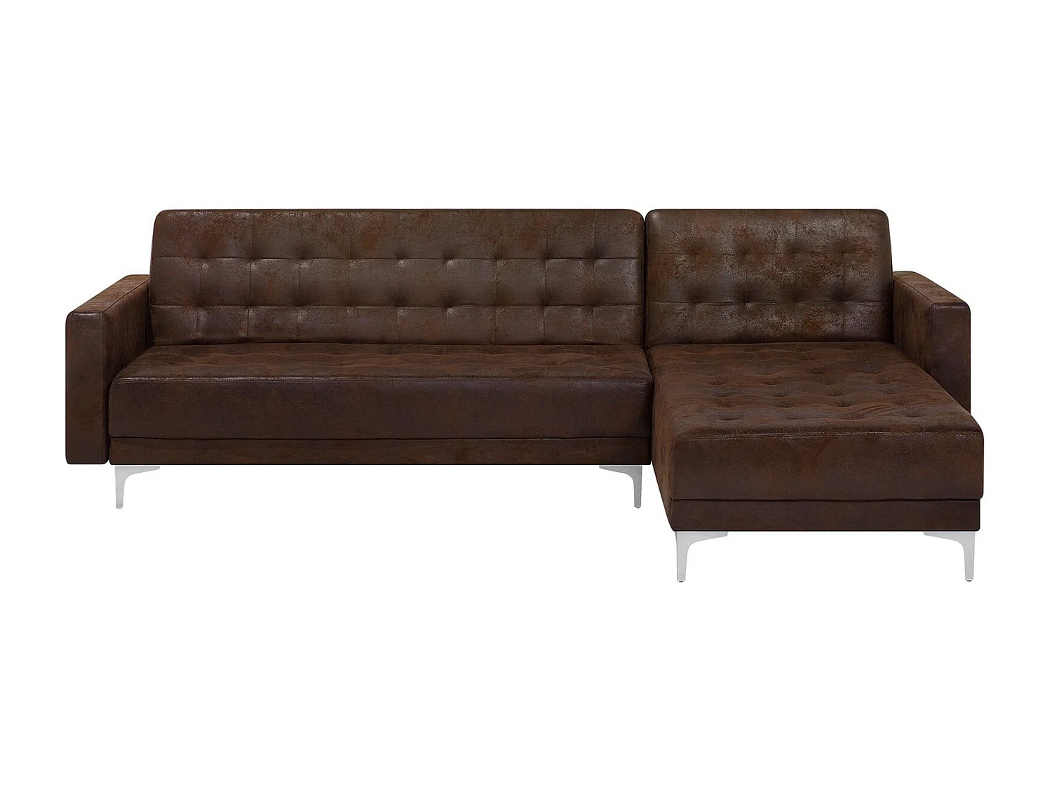 Divano letto angolare modulare ABERDEEN Pelle sintetica Marrone 4 posti Lato Sinistro