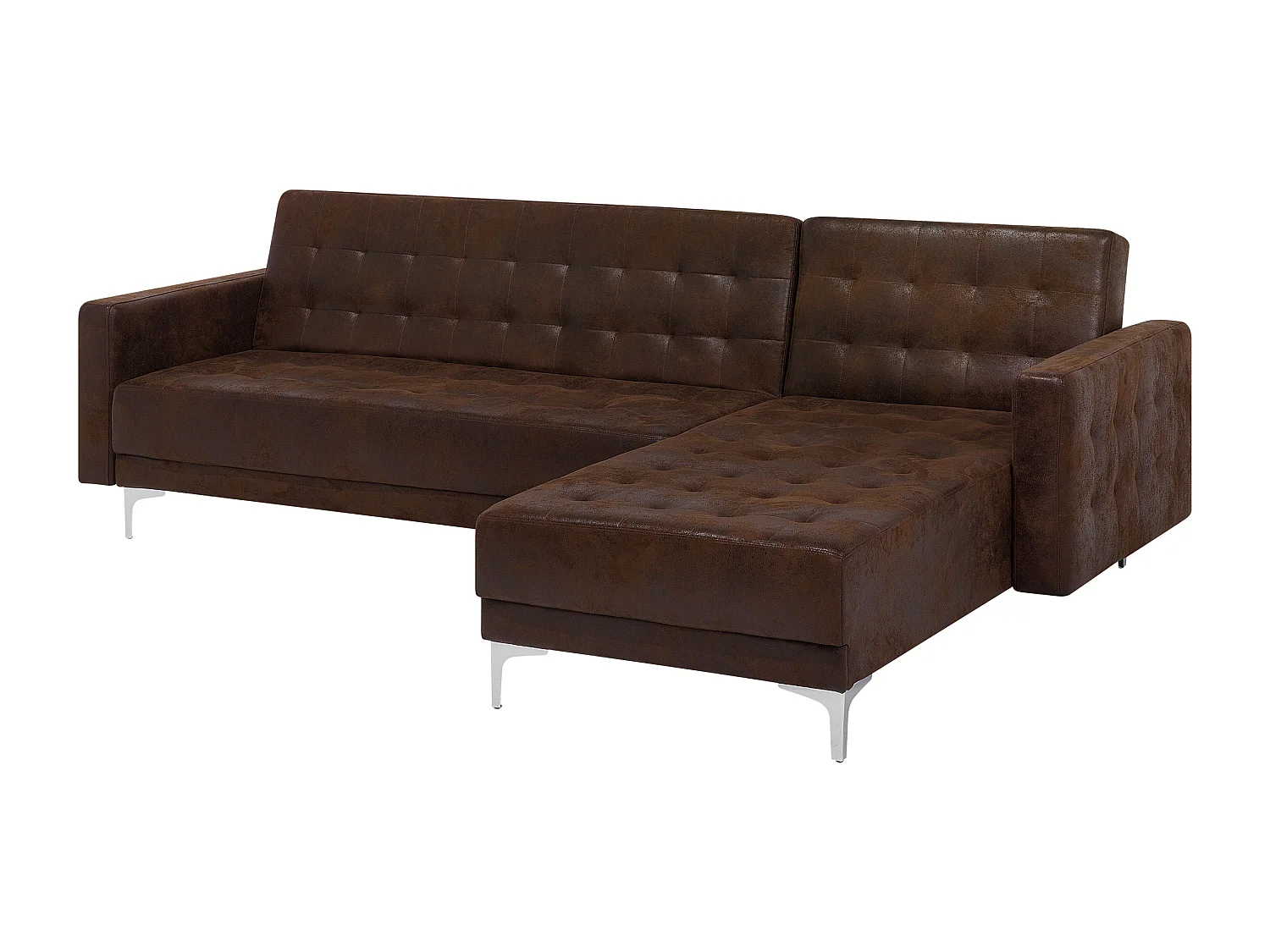 Divano letto angolare modulare ABERDEEN Pelle sintetica Marrone 4 posti Lato Sinistro