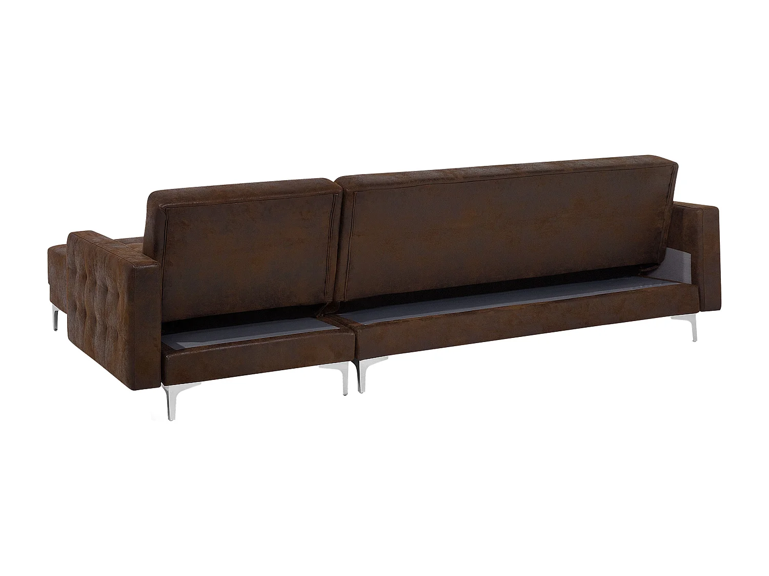 Divano letto angolare modulare ABERDEEN Pelle sintetica Marrone 4 posti Lato Sinistro