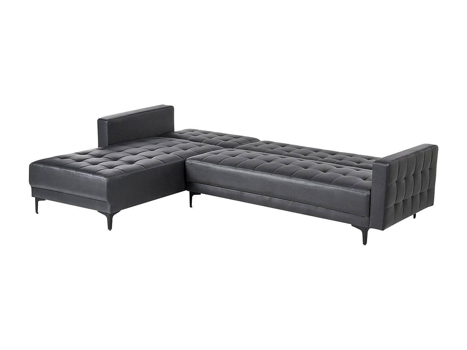 Divano letto angolare modulare ABERDEEN Pelle sintetica Nero 4 posti Lato destro