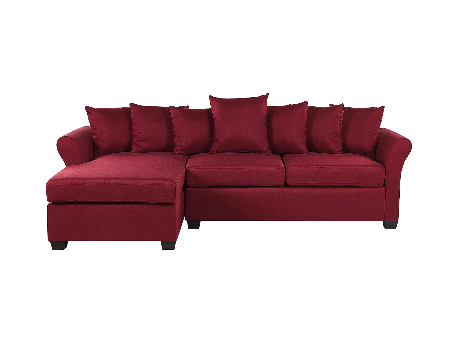- Canapé d'Angle - Vikna - Côté Droit, en Tissu, Rouge Foncé