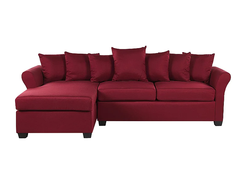 - Canapé d'Angle - Vikna - Côté Droit, en Tissu, Rouge Foncé
