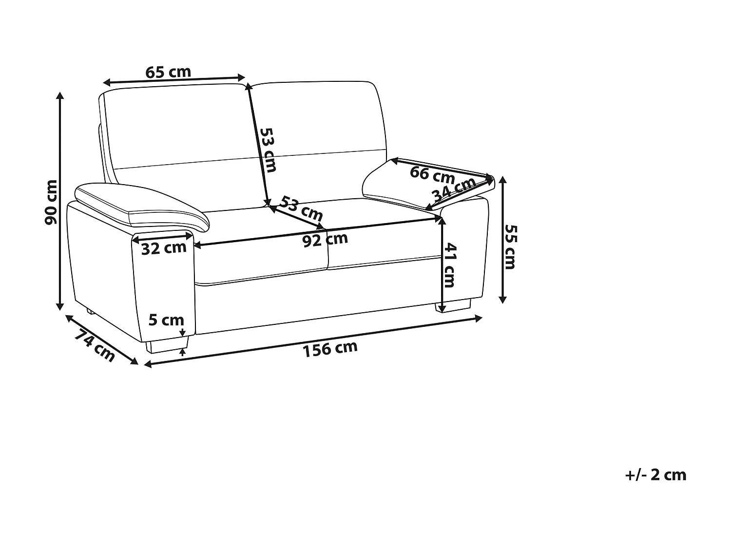 Sofa VOGAR Ekoskóra Czarny dla 2 osób