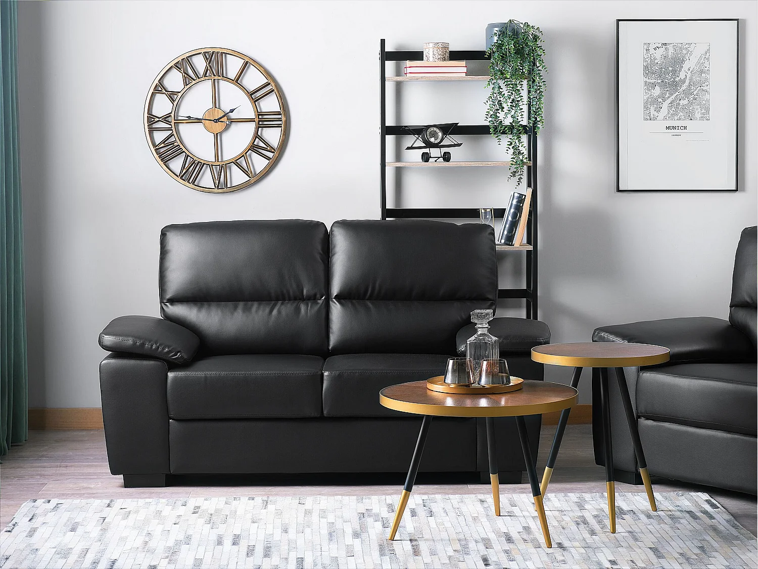 Sofa 2 Seater VOGAR Faux Leather Black