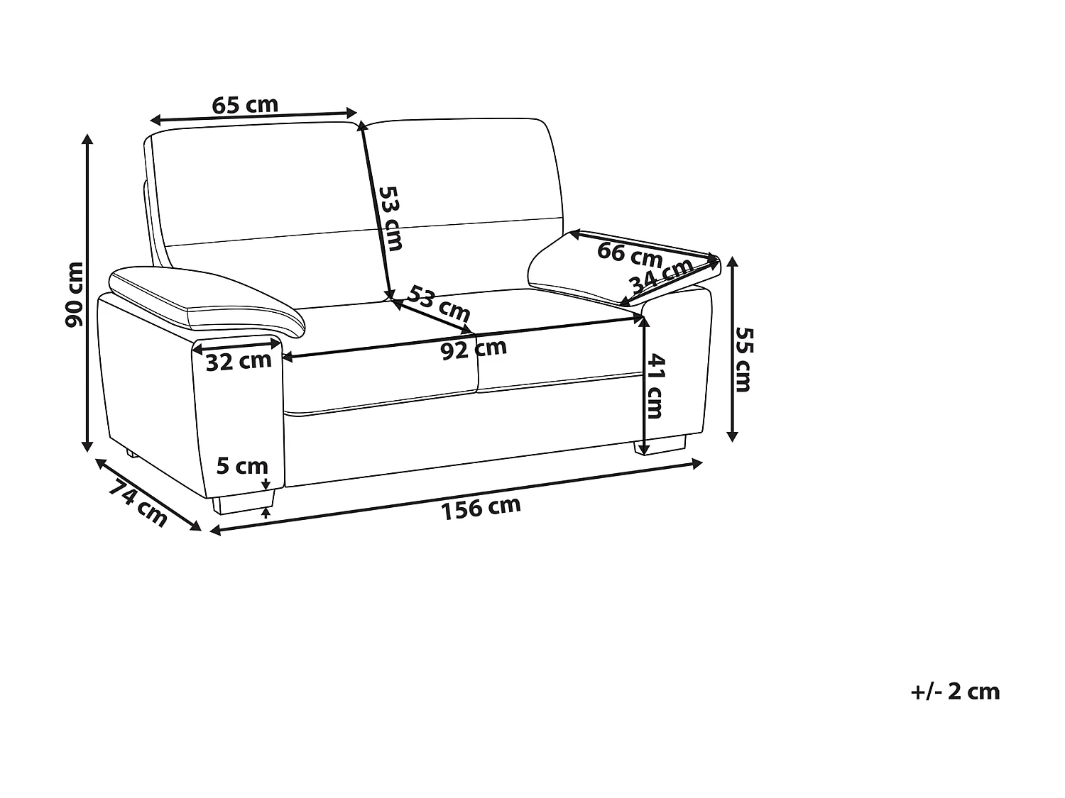 Bank VOGAR Kunstleer Zwart 2-zitter