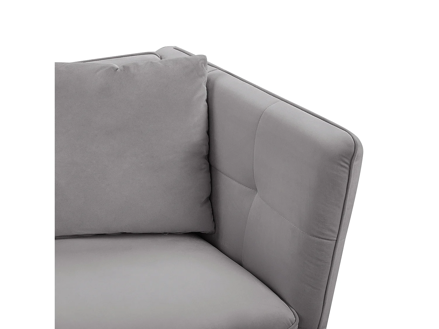 3-Sitzer Sofa Samtstoff grau mit 2 Dekokissen Metallbeine Glamour Look Frederica