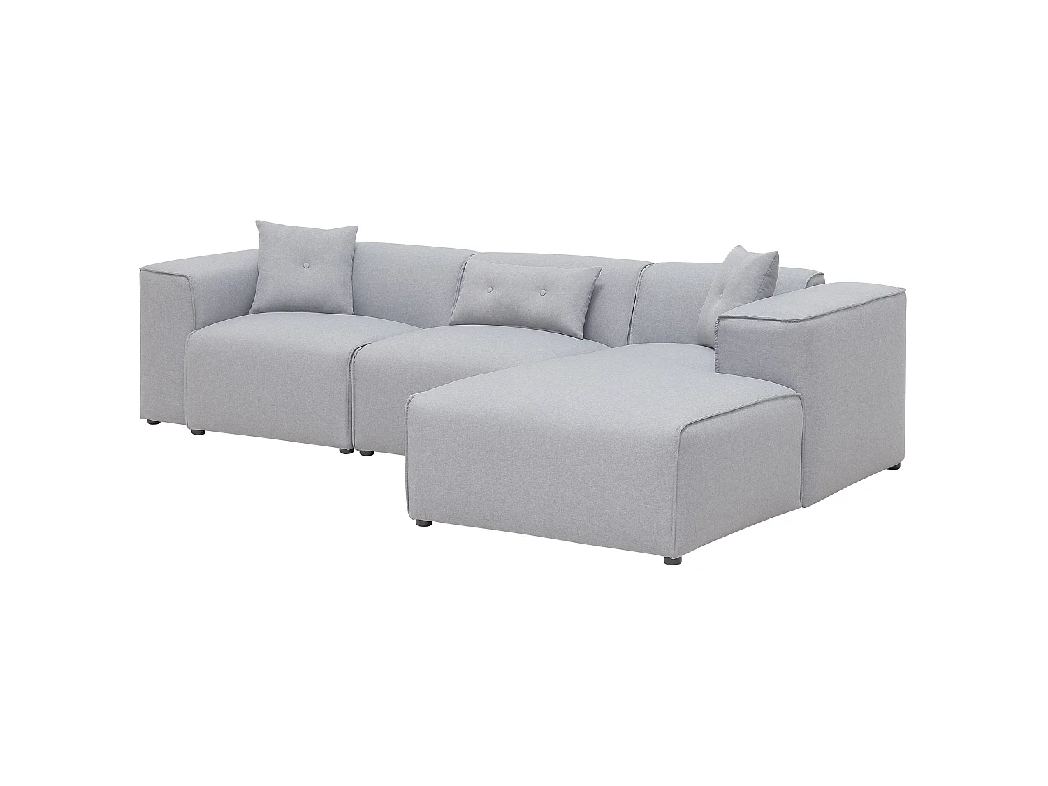 Corner Sofa 3 Seater DOLVA Fabric Light Grey Left Hand