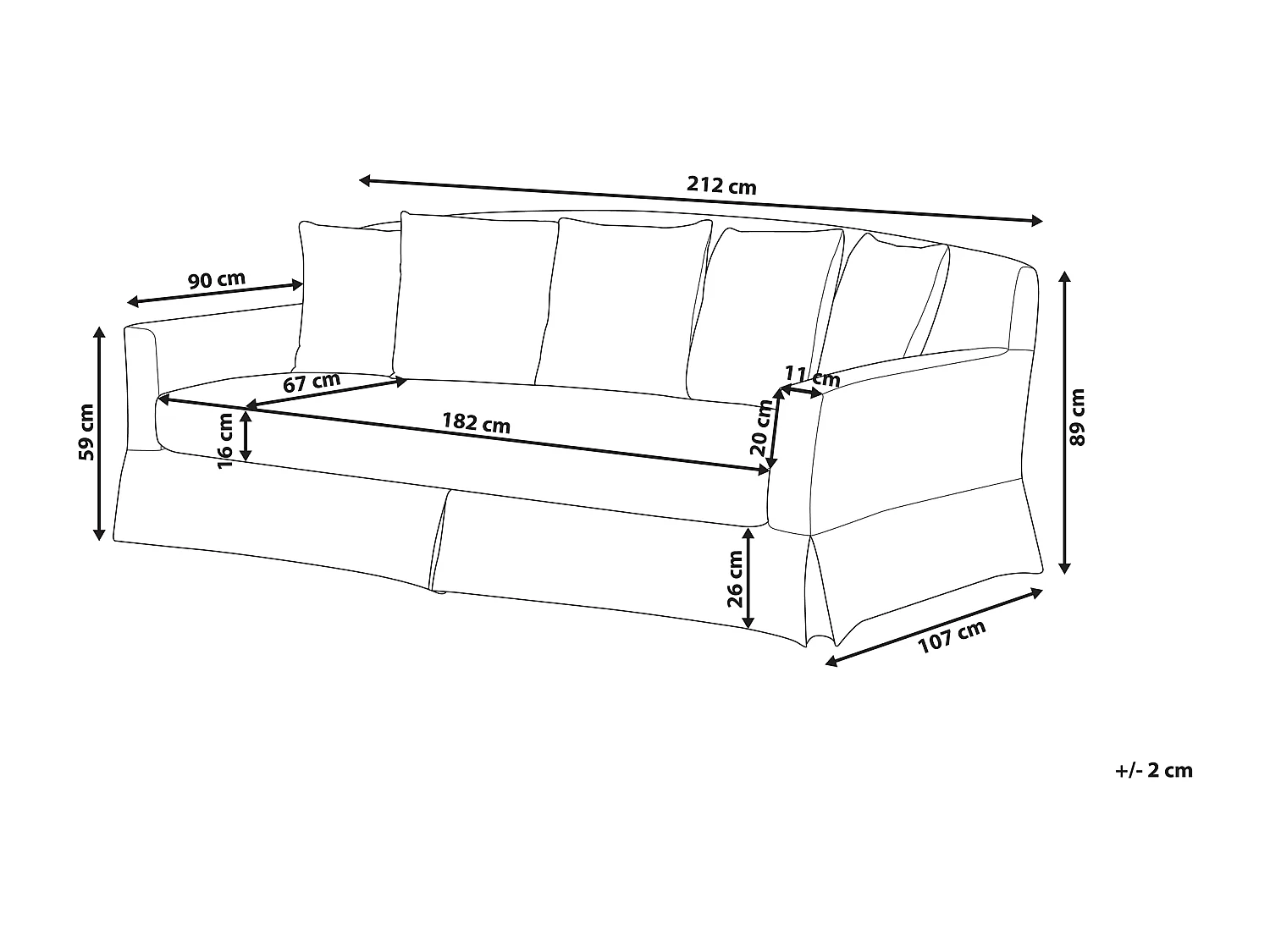 Canapé 3 places GILJA Tissu Gris clair