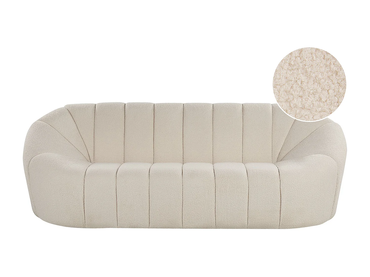 Elegantes Sofa weiß Polsterbezug 3-Sitzer Bouclé mit vertikaler Steppung Lomma