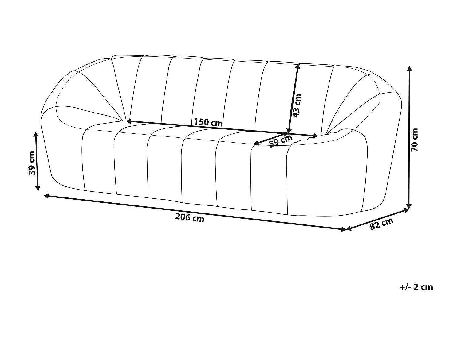 Elegantes Sofa weiß Polsterbezug 3-Sitzer Bouclé mit vertikaler Steppung Lomma