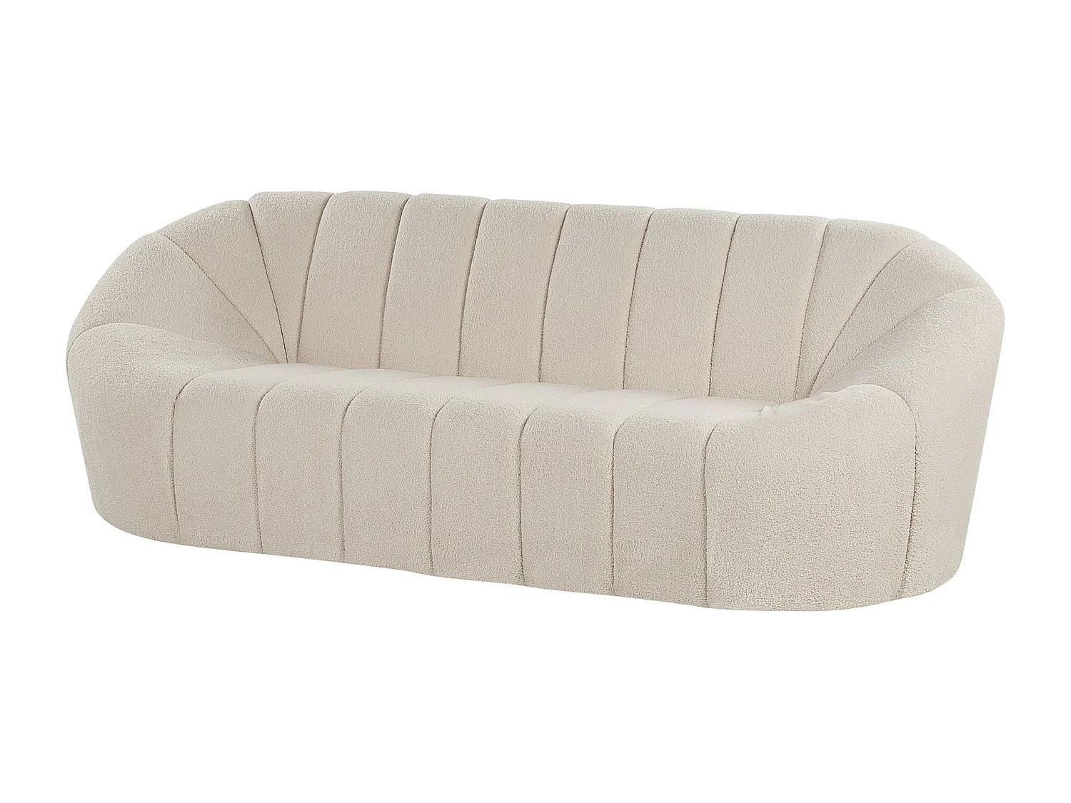 Elegantes Sofa weiß Polsterbezug 3-Sitzer Bouclé mit vertikaler Steppung Lomma