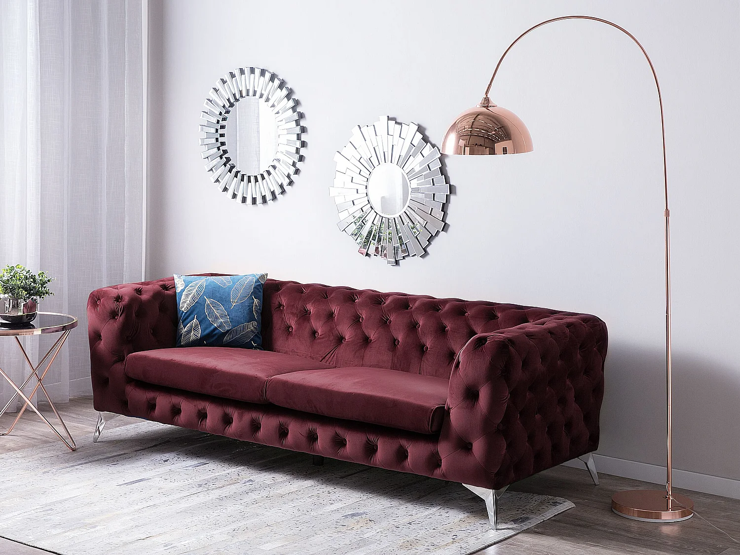 Klassisches Polstersofa Samtstoff Chesterfield Style rot Sotra