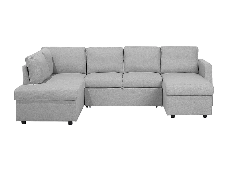 Sofa rozkładana w kształcie U KARRABO Jasnoszary ze schowkiem dla 4 osób