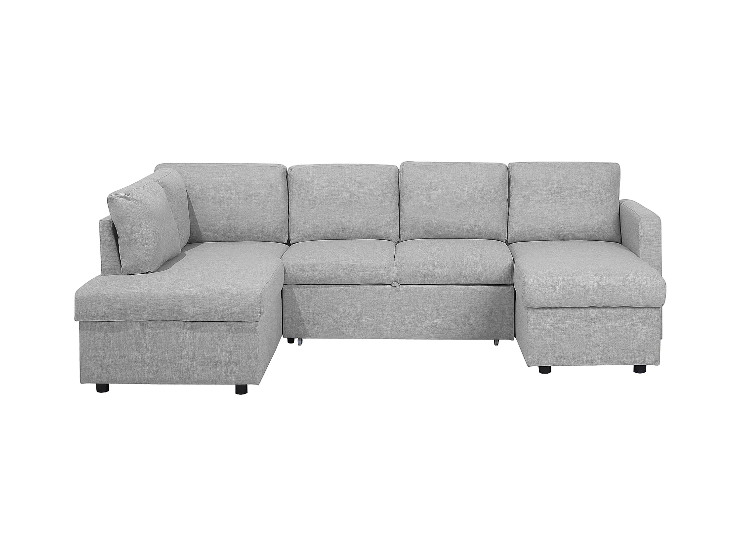 Canapé-lit en forme de U 4 places KARRABO Tissu Gris clair avec rangement