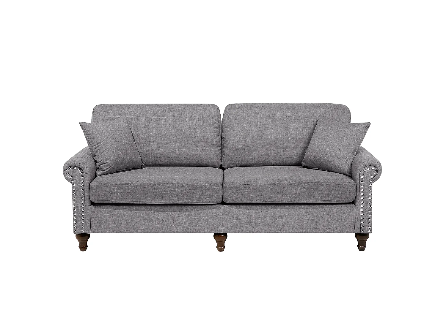 Klassisches Sofa 3-Sitzer Polsterbezug 2 Zierkissen hellgrau Otra II