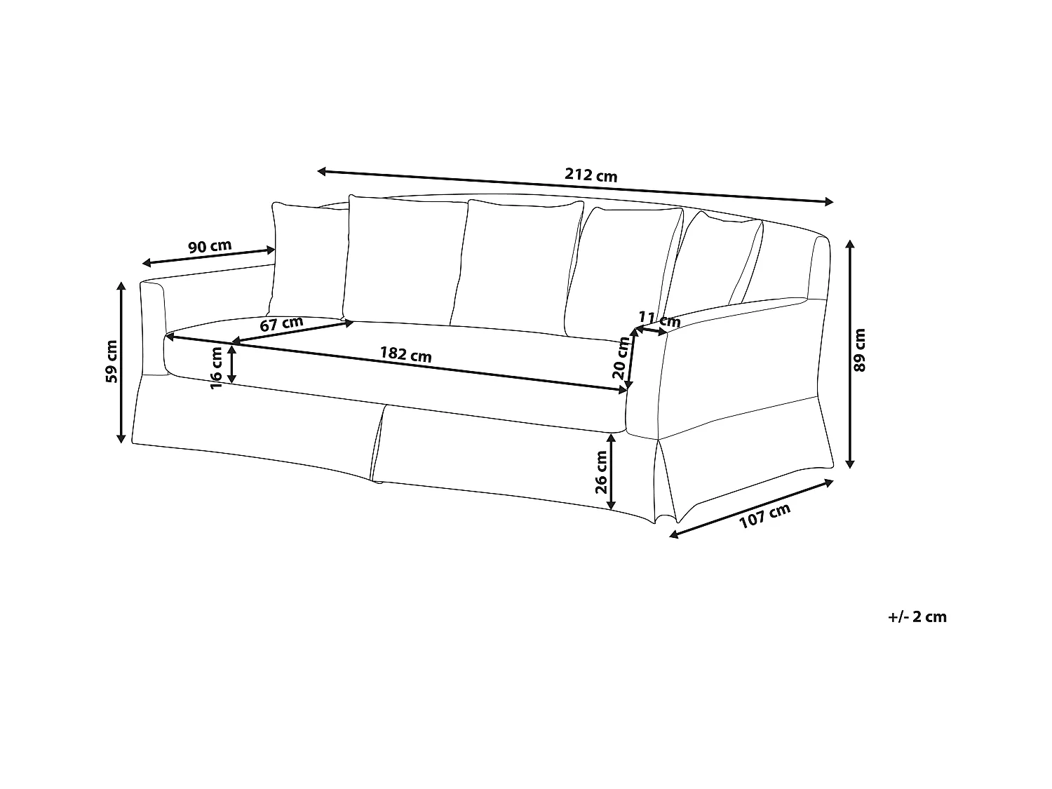 Sofa GILJA Beżowy dla 3 osób