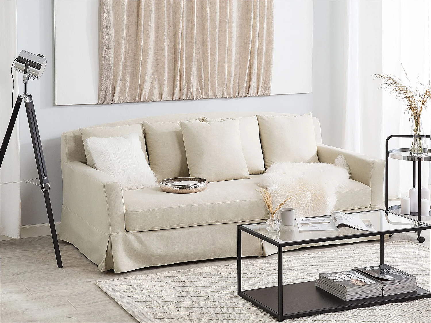 Canapé 3 places GILJA Tissu Beige