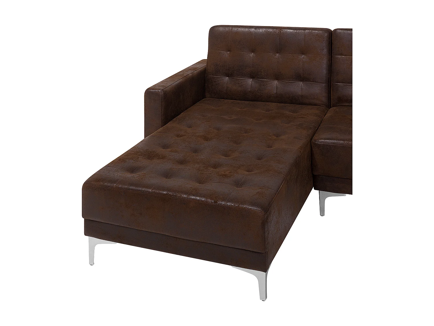 Canapé-lit d'angle modulable 5 places ABERDEEN Cuir PU Marron avec ottoman Côté droit