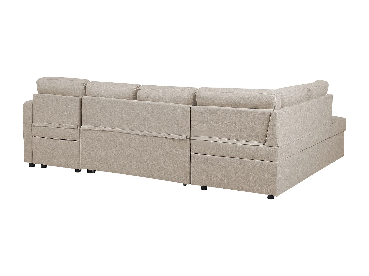 Canapé panoramique convertible 5 places en tissu beige KARRABO