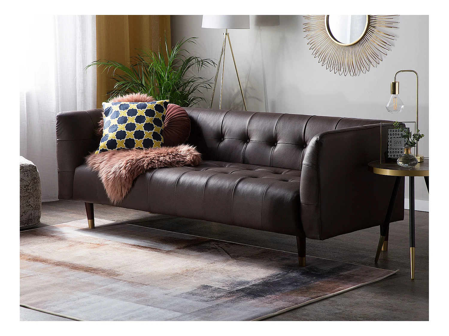 Bank BYSKE Leer Donkerbruin 3-zitter