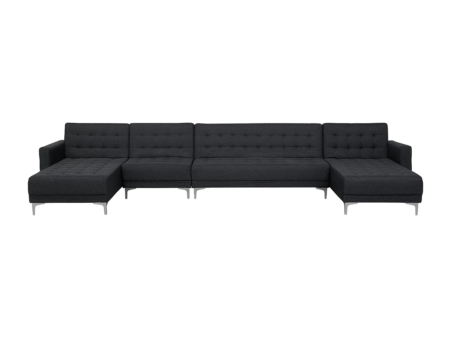 Canapé-lit modulable en forme de U 6 places ABERDEEN Tissu Gris graphite