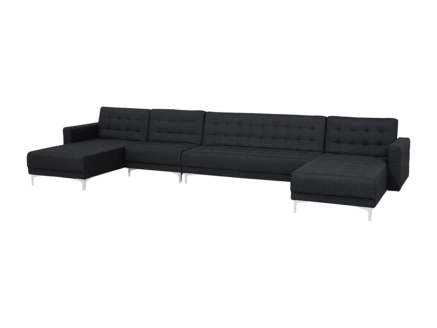 Canapé-lit modulable en forme de U 6 places ABERDEEN Tissu Gris graphite