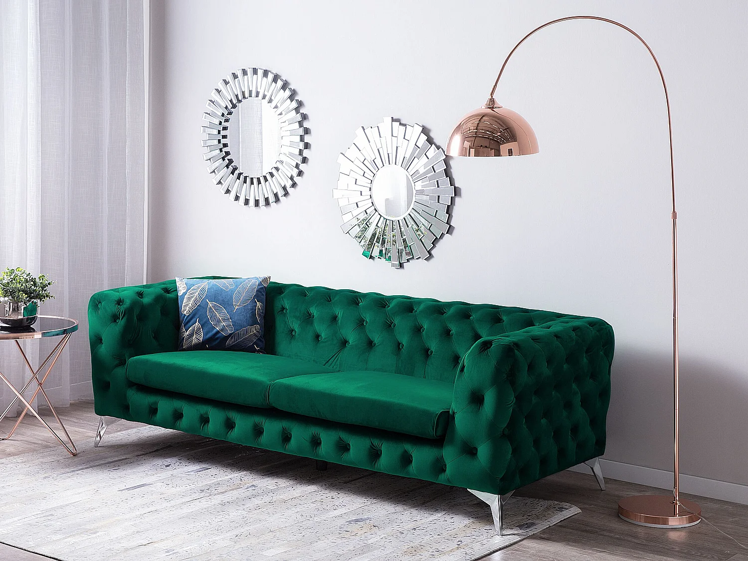 Divano SOTRA Velluto Verde smeraldo 3 posti