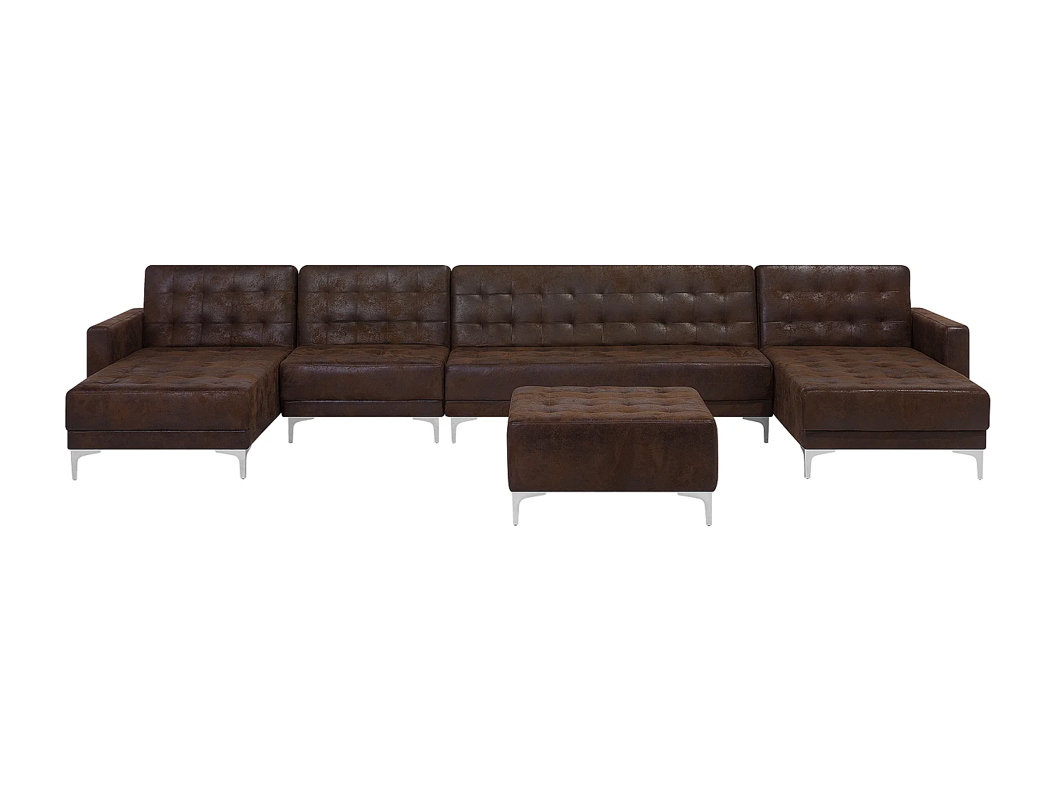 Canapé-lit modulable en forme de U 6 places ABERDEEN Cuir PU Marron avec ottoman