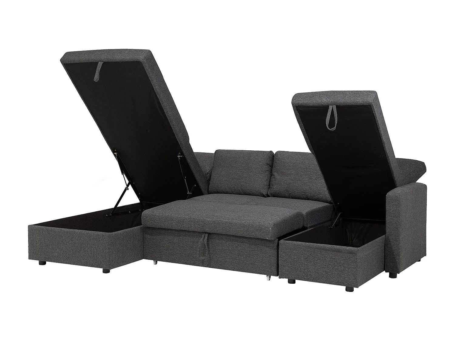 Canapé-lit en forme de U 5 places KARRABO Tissu Gris foncé avec rangement