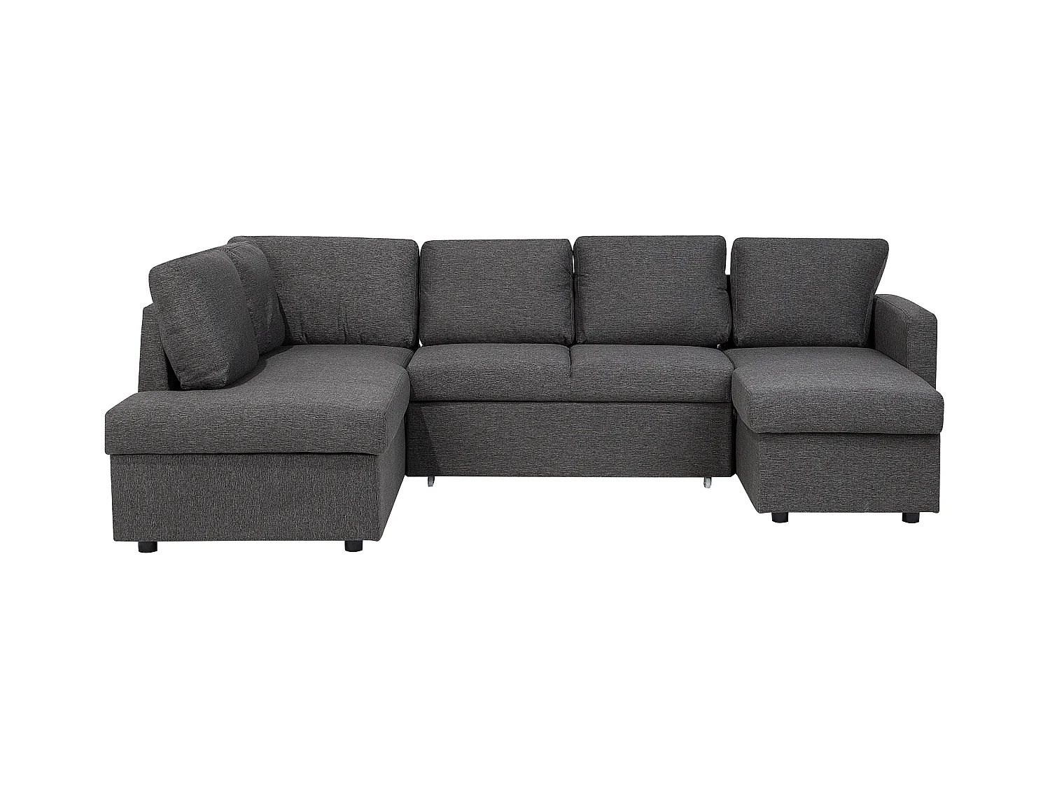 Canapé-lit en forme de U 5 places KARRABO Tissu Gris foncé avec rangement
