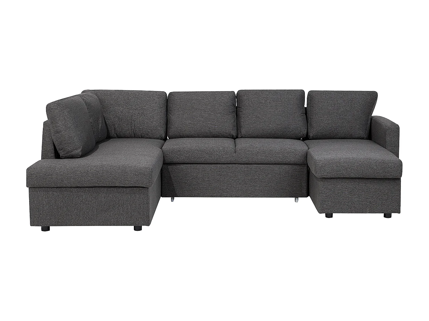 Canapé-lit en forme de U 5 places KARRABO Tissu Gris foncé avec rangement