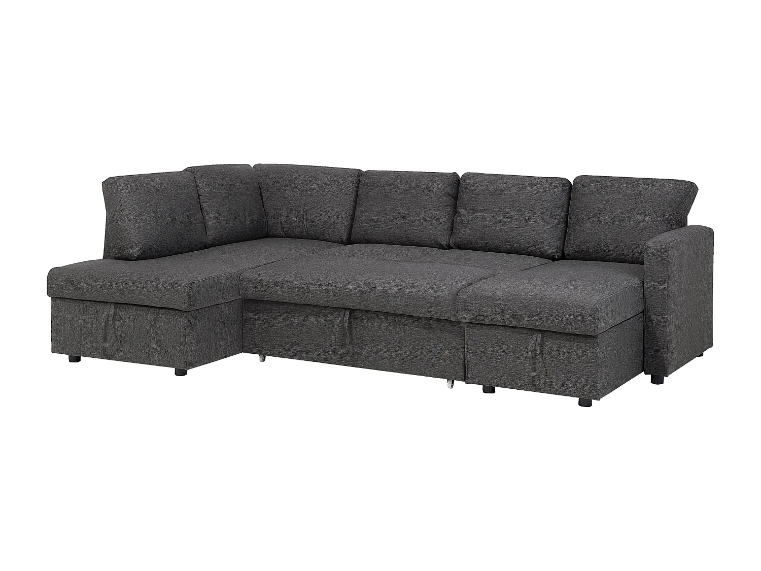 Canapé-lit en forme de U 5 places KARRABO Tissu Gris foncé avec rangement