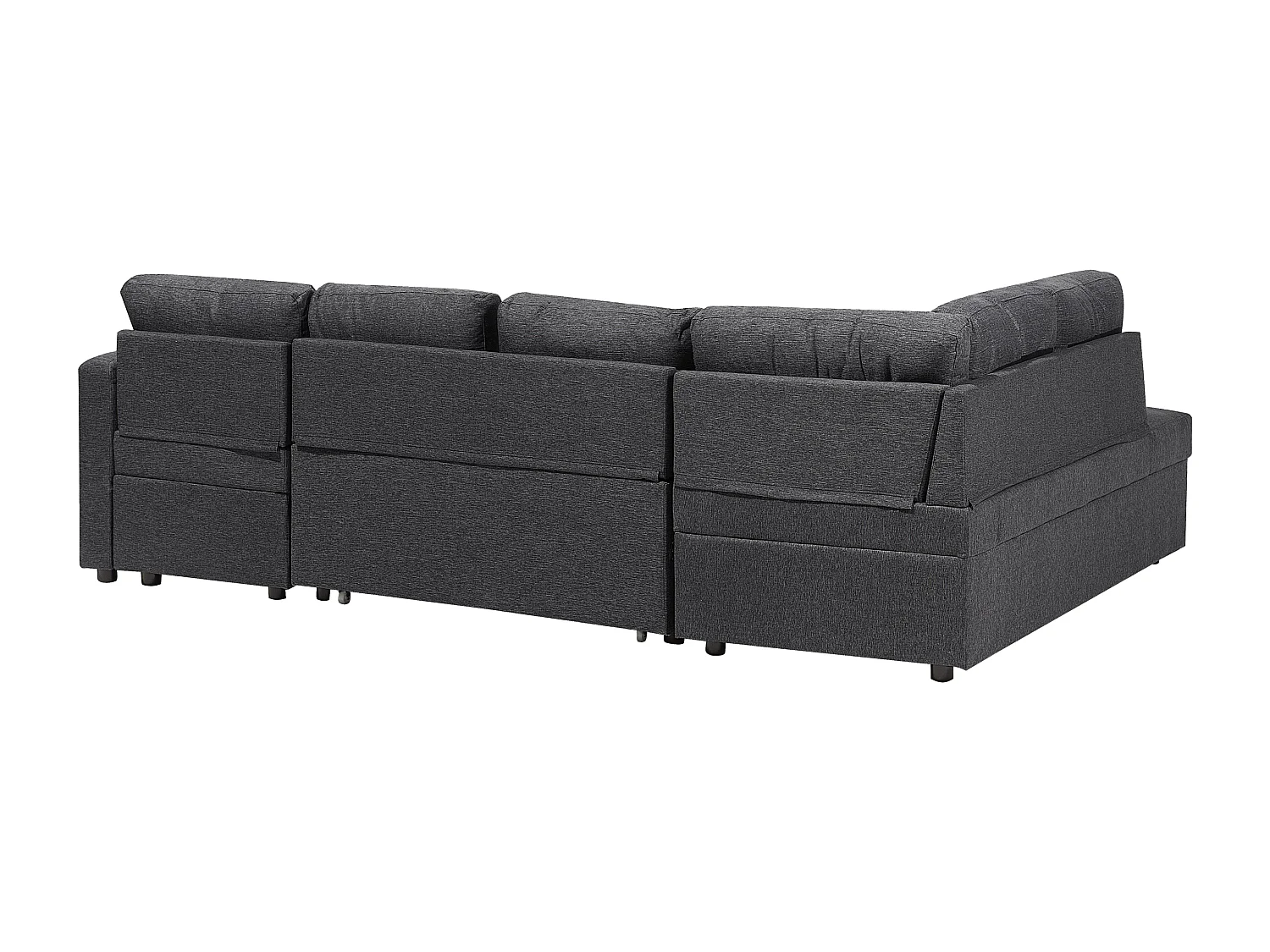Canapé-lit en forme de U 5 places KARRABO Tissu Gris foncé avec rangement
