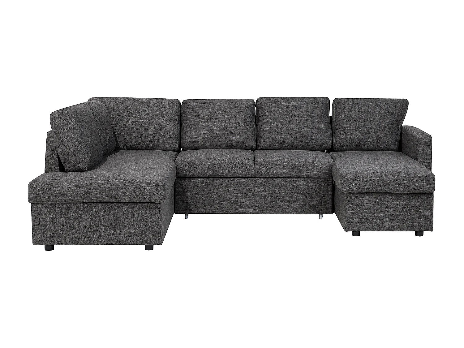 Canapé-lit en forme de U 5 places KARRABO Tissu Gris foncé avec rangement