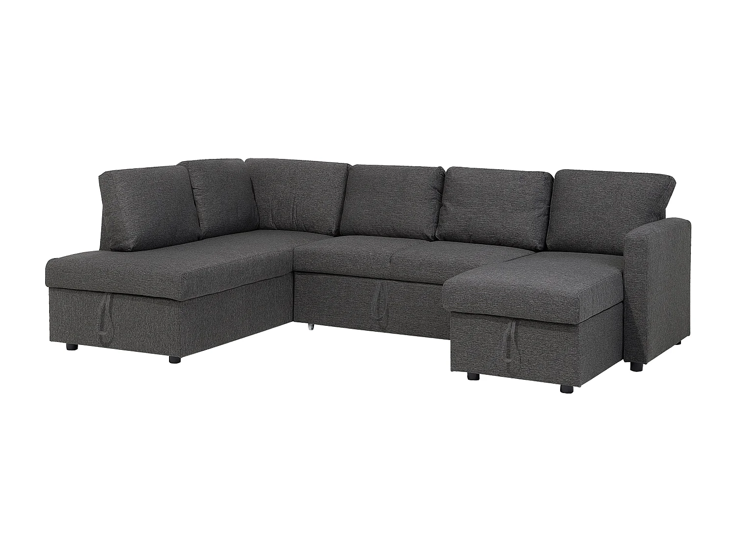 Canapé-lit en forme de U 5 places KARRABO Tissu Gris foncé avec rangement