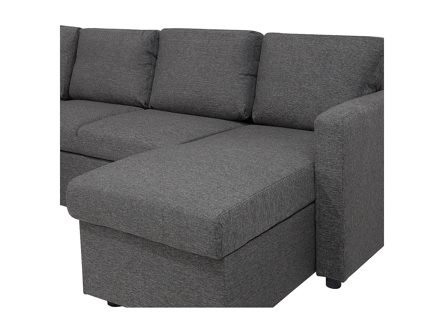 Canapé-lit en forme de U 5 places KARRABO Tissu Gris foncé avec rangement