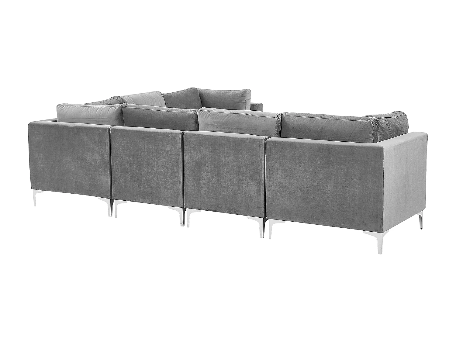 Canapé d'Angle Modulable - Evja - Côté Gauche, 6 Modules et Pouf, en Velours, Gris