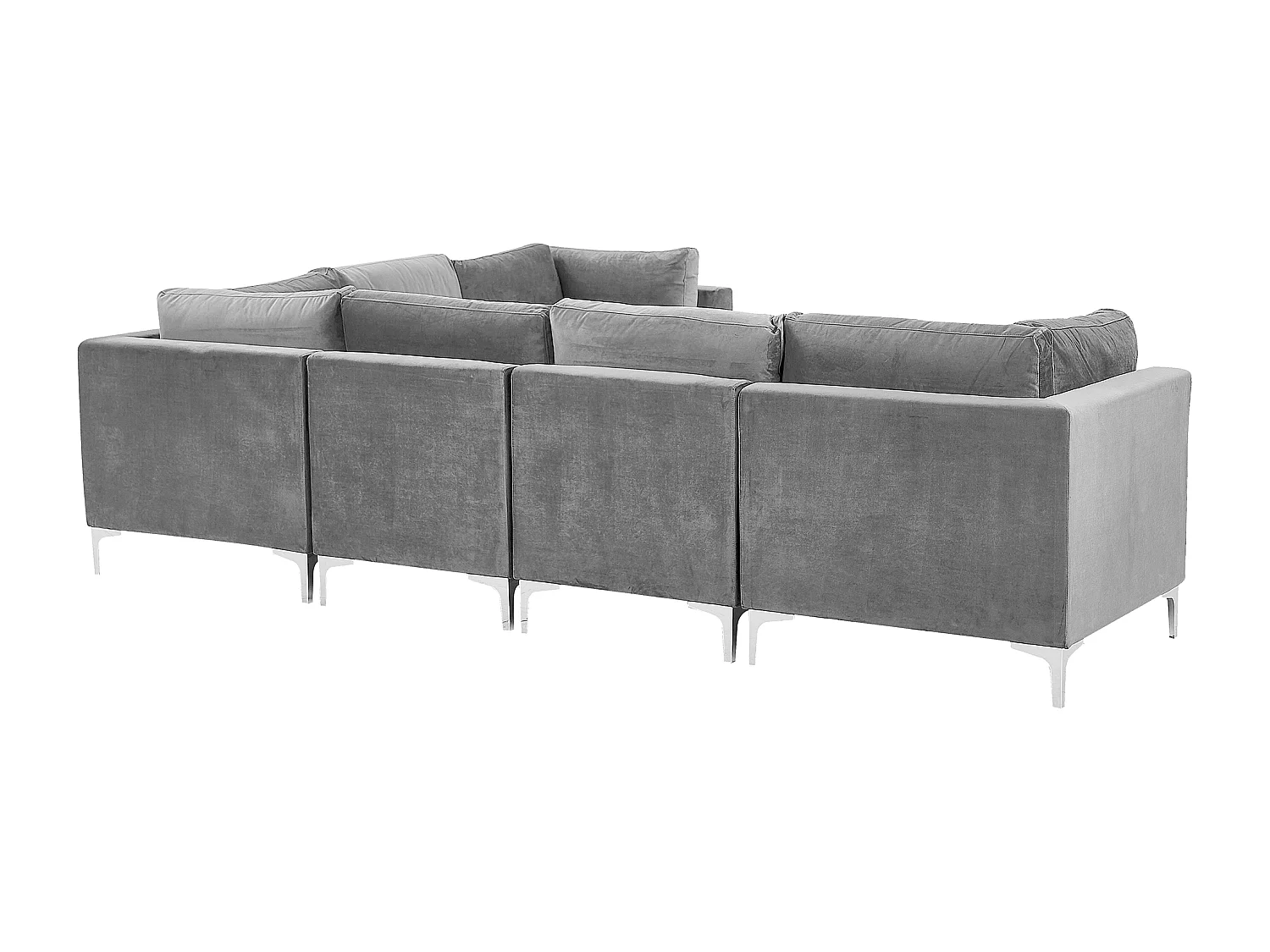 Canapé d'Angle Modulable - Evja - Côté Gauche, 6 Modules et Pouf, en Velours, Gris