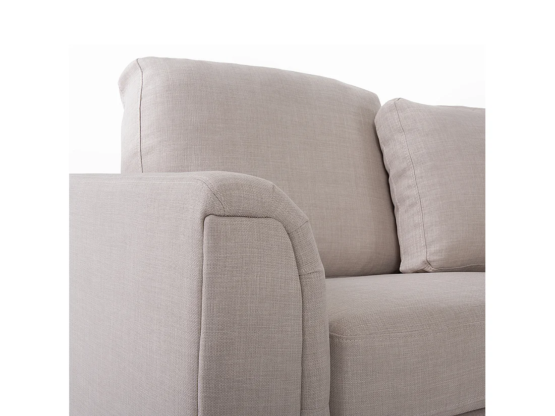 Canapé Angle à droite en Tissu Beige et Pouf Ottoman Housses Amovibles Oslo