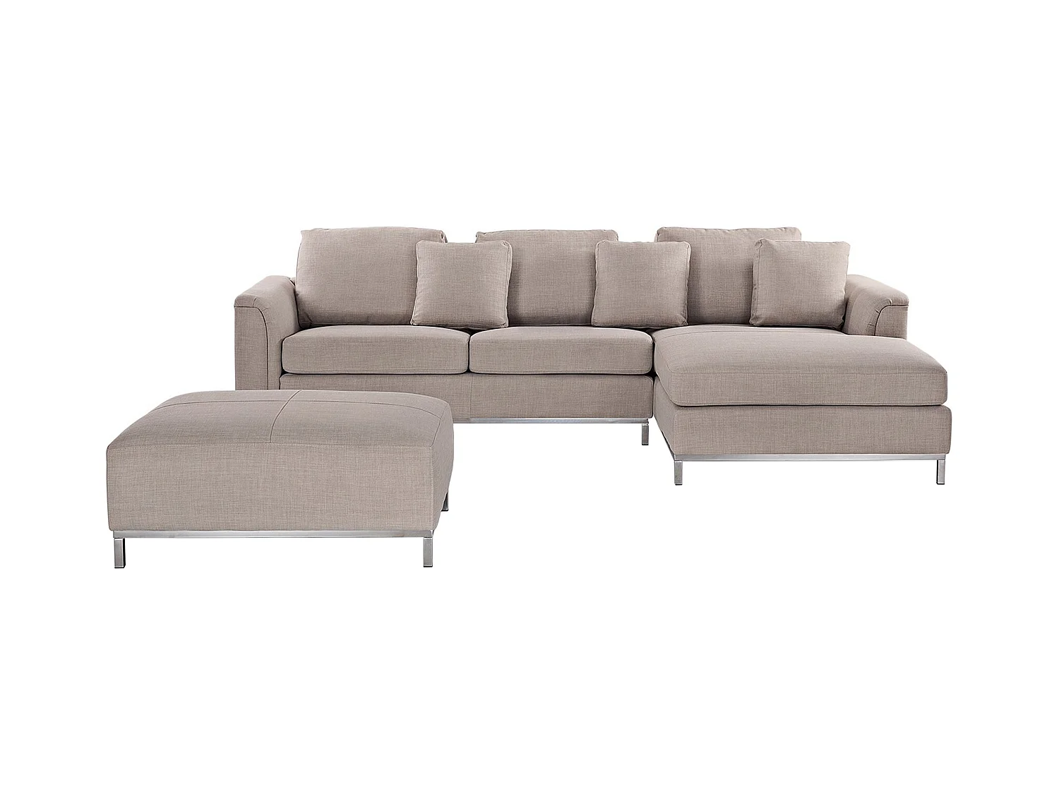 Hoekbank OSLO Stof Beige Met ottomaan 5-zitter Linkerzijde