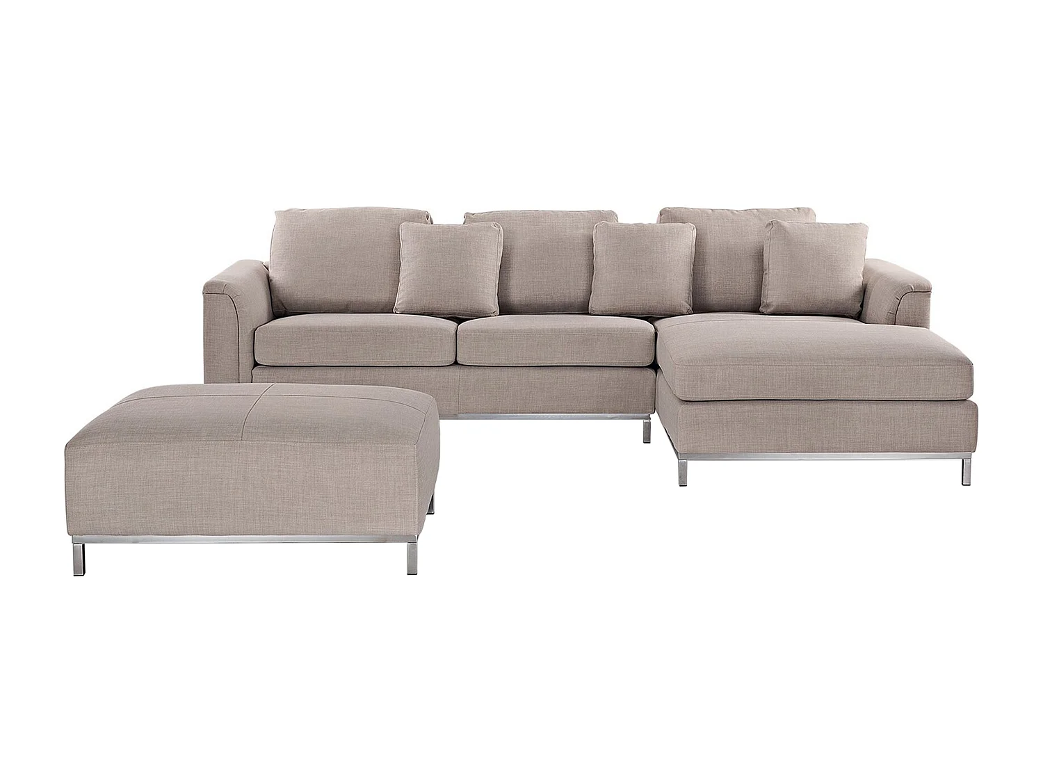 Hoekbank OSLO Stof Beige Met ottomaan 5-zitter Linkerzijde