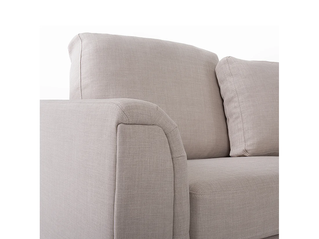 Hoekbank OSLO Stof Beige Met ottomaan 5-zitter Linkerzijde