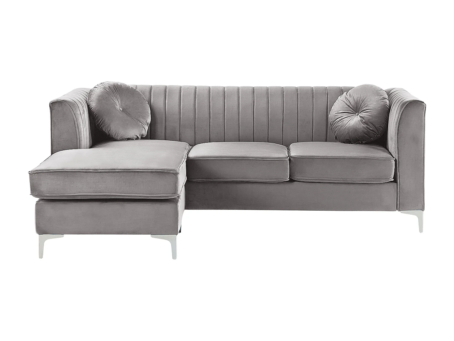 Canapé d'Angle - Timra - Côté Droite, en Velours, Gris